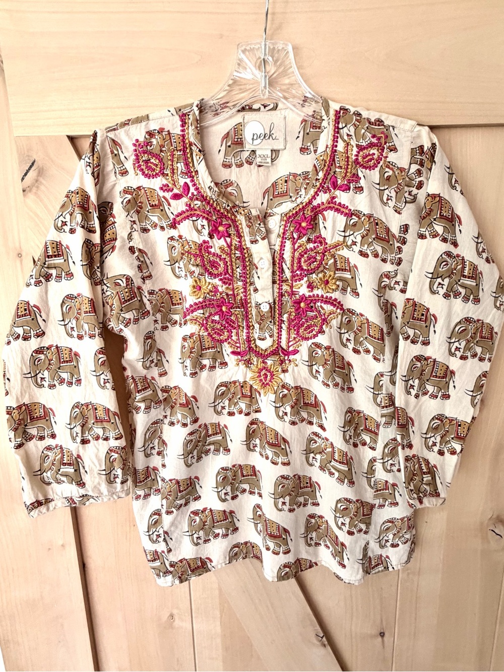 Girl’s Bohemian Peek Top with Pink & Gold Embroidery